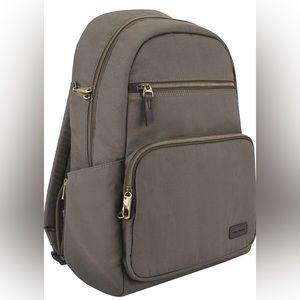 Travelon Anti-Theft Courier Slim Backpack, Stone Gray, 14 x 17 x 3